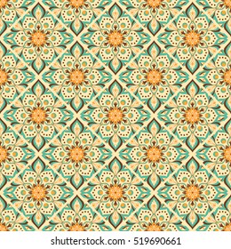 Seamless hand drawn mandala pattern. Vintage elements in oriental style. Texture for wallpapers, backgrounds and page fill. Islam, arabic, indian, turkish,ottoman, asian motifs. Vector illustration.