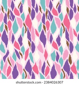 Seamless Hand drawn minimal abstract shapes pattern. Fashion template for fabric design. Colorful freehand doodle on a pink background.