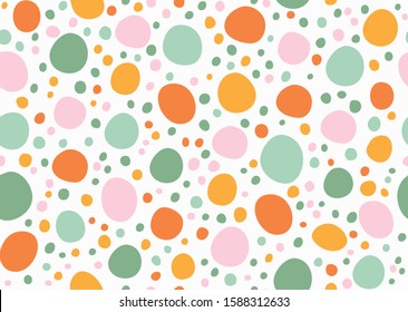 Seamless hand drawn multicolor
polka dots pattern. Vector  confetti background on white