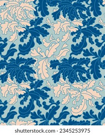 Seamless hand drawn nature pattern with leaves