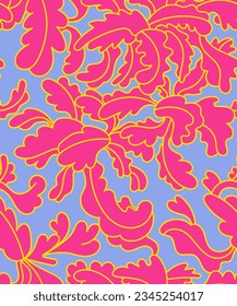 Seamless hand drawn nature pattern with leaves
