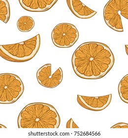 seamless hand drawn orange pattern