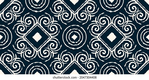 Seamless hand drawn ornamentals pattern, Vector create shapes curve design for fashion clothes, wrapping and decoration background.