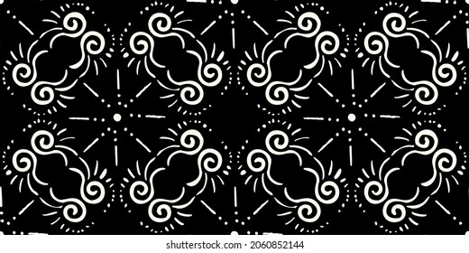 Seamless hand drawn ornamentals pattern, Vector create shapes curve design for fashion clothes, wrapping and decoration background.
