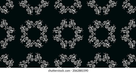 Seamless hand drawn ornamentals pattern, Vector create shapes curve design for fashion clothes, wrapping and decoration background.