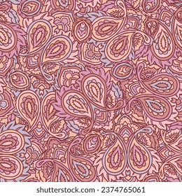 SEAMLESS HAND DRAWN PAISLEY DOODLE MANDALA ETHNIC DETAILED FABRIC TEXTILE PATTERN SWATCH