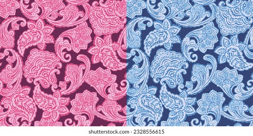 SEAMLESS HAND DRAWN PAISLEY HENNA DAMASK BANDANA ABSTRACT TEXTILE FABRIC DISTRESSED GRUNGE ANTIQUE OLD PATTERN SWATCH	