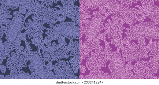 SEAMLESS HAND DRAWN PAISLEY HENNA DAMASK BANDANA ABSTRACT TEXTILE FABRIC DISTRESSED GRUNGE ANTIQUE OLD PATTERN SWATCH	