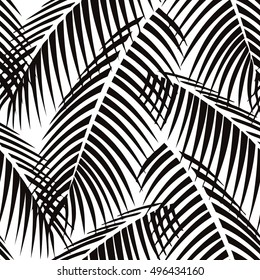 Seamless hand drawn palm leaf pattern