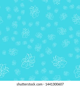 Seamless hand drawn pattern of abstract orchid flowers isolated on blue background. 
