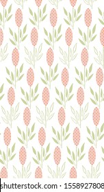seamless hand drawn pattern with abstract floral shapes
