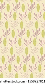 seamless hand drawn pattern with abstract floral shapes