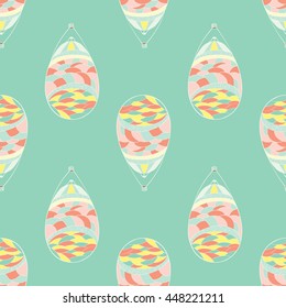 Seamless hand drawn pattern with aerostat elements. Ornamental air balloon design. Bright colors. Usable for wrapping, textile.