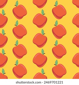 Seamless Hand Drawn Pattern Apple, Vector Pattern
