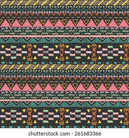 Seamless hand drawn pattern in aztec style 2