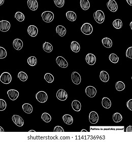 Seamless hand drawn pattern. black background.