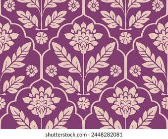 Seamless hand drawn pattern block print batik vector. Indian Traditional Floral block print screen print seamless repeat pattern