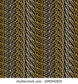 Seamless hand drawn pattern with boho colorful golden scales, vector illustration