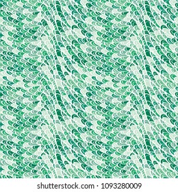 Seamless hand drawn pattern with boho colorful green scales, vector illustration