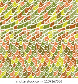 Seamless hand drawn pattern with boho autumn colored scales, vector illustration