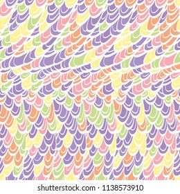 Seamless hand drawn pattern with boho pastel colored scales, vector illustration