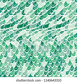 Seamless hand drawn pattern with boho colorful green scales, vector illustration
