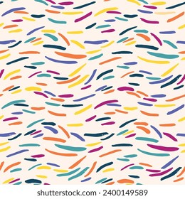 Seamless hand drawn pattern with color chaotic strokes