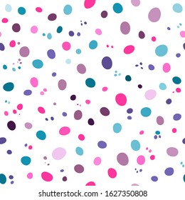 Seamless hand drawn pattern with colorful dots. Abstract childish texture.