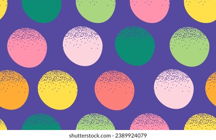 Seamless hand drawn pattern with colorful dots. Vector brush strokes design elements. Perfect for wallpapers, pattern fills, web page backgrounds, surface texture. Sketchy Hand Drawn graphic print