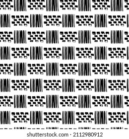 Seamless hand drawn pattern with different line spots. Abstract strokes texture for fabric, paper, textile, apparel. Vector illustration