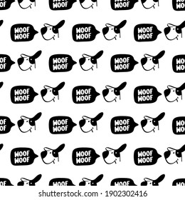 Seamless hand drawn pattern with dog. Woof woof background for fabric, textile design or wrapping paper.