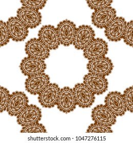Seamless Hand Drawn Pattern with Doodle Elements. Modern Zendoodle Rapport for Feminine Cloth, Paper, Print. Cute Summer Background in Orient Style. Vector Seamless Texture with Flowers