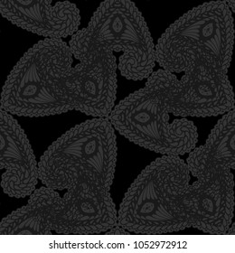 Seamless Hand Drawn Pattern with Doodle Elements. Modern Zendoodle Rapport for Feminine Fabric, Wallpaper, Dress. Cute Summer Background in Orient Style. Vector Seamless Texture with Flowers
