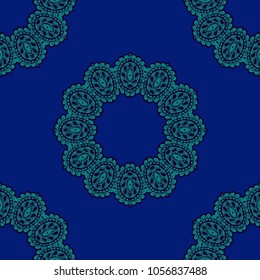 Seamless Hand Drawn Pattern with Doodle Elements. Modern Zendoodle Rapport for Feminine Cloth, Paper, Dress. Cute Autumn Background in Orient Style. Vector Seamless Texture with Flowers