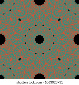 Seamless Hand Drawn Pattern with Doodle Elements. Trendy Zendoodle Rapport for Feminine Cloth, Paper, Print. Cute Summer Background in Orient Style. Vector Seamless Texture with Flowers