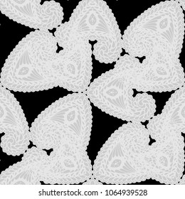 Seamless Hand Drawn Pattern with Doodle Elements. Trendy Zendoodle Rapport for Feminine Cloth, Paper, Print. Cute Autumn Background in Orient Style. Vector Seamless Texture with Flowers
