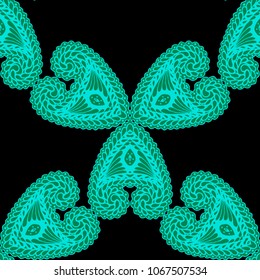 Seamless Hand Drawn Pattern with Doodle Elements. Trendy Zendoodle Rapport for Feminine Fabric, Wallpaper, Dress. Cute Spring Background in Orient Style. Vector Seamless Texture with Flowers