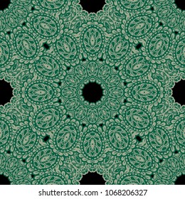 Seamless Hand Drawn Pattern with Doodle Elements. Trendy Zendoodle Rapport for Feminine Cloth, Paper, Print. Cute Spring Background in Orient Style. Vector Seamless Texture with Flowers