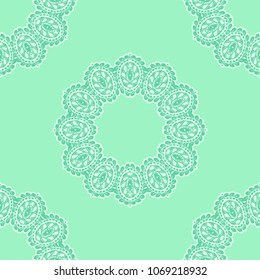 Seamless Hand Drawn Pattern with Doodle Elements. Modern Zendoodle Rapport for Feminine Cloth, Paper, Print. Cute Spring Background in Orient Style. Vector Seamless Texture with Flowers