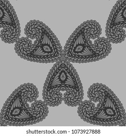 Seamless Hand Drawn Pattern with Doodle Elements. Trendy Zendoodle Rapport for Feminine Cloth, Wallpaper, Dress. Cute Spring Background in Orient Style. Vector Seamless Texture with Flowers
