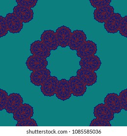 Seamless Hand Drawn Pattern with Doodle Elements. Trendy Zendoodle Rapport for Feminine Cloth, Paper, Print. Cute Spring Background in Orient Style. Vector Seamless Texture with Flowers