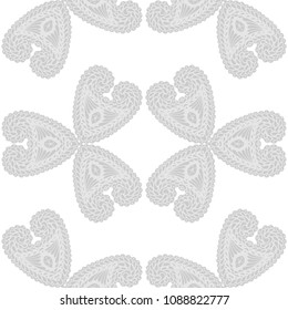Seamless Hand Drawn Pattern with Doodle Elements. Vintage Zendoodle Rapport for Feminine Cloth, Paper, Print. Cute Spring Background in Orient Style. Vector Seamless Texture with Flowers
