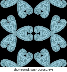 Seamless Hand Drawn Pattern with Doodle Elements. Modern Zendoodle Rapport for Feminine Cloth, Paper, Dress. Cute Spring Background in Orient Style. Vector Seamless Texture with Flowers