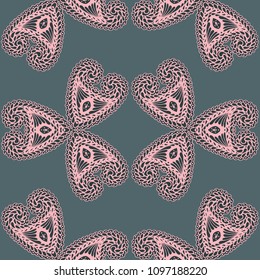 Seamless Hand Drawn Pattern with Doodle Elements. Vintage Zendoodle Rapport for Feminine Fabric, Wallpaper, Dress. Cute Summer Background in Orient Style. Vector Seamless Texture with Flowers