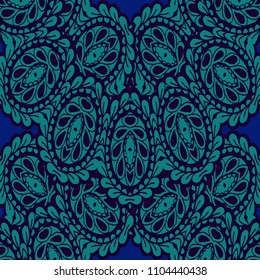 Seamless Hand Drawn Pattern with Doodle Elements. Modern Zendoodle Rapport for Feminine Cloth, Paper, Print. Cute Spring Background in Orient Style. Vector Seamless Texture with Flowers