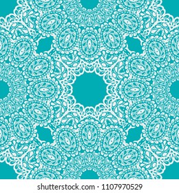 Seamless Hand Drawn Pattern with Doodle Elements. Trendy Zendoodle Rapport for Feminine Cloth, Wallpaper, Dress. Cute Autumn Background in Orient Style. Vector Seamless Texture with Flowers