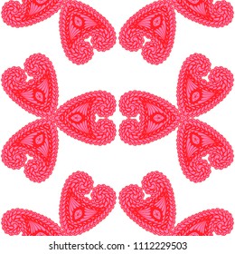 Seamless Hand Drawn Pattern with Doodle Elements. Modern Zendoodle Rapport for Feminine Fabric, Wallpaper, Dress. Cute Summer Background in Orient Style. Vector Seamless Texture with Flowers