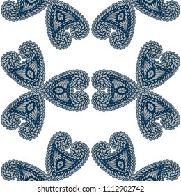 Seamless Hand Drawn Pattern with Doodle Elements. Modern Zendoodle Rapport for Feminine Cloth, Wallpaper, Dress. Cute Spring Background in Orient Style. Vector Seamless Texture with Flowers