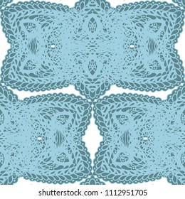 Seamless Hand Drawn Pattern with Doodle Elements. Modern Zendoodle Rapport for Feminine Fabric, Wallpaper, Dress. Cute Autumn Background in Orient Style. Vector Seamless Texture with Flowers