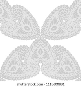 Seamless Hand Drawn Pattern with Doodle Elements. Trendy Zendoodle Rapport for Feminine Print, Linen, Textile. Cute Spring Background in Orient Style. Vector Seamless Texture with Flowers